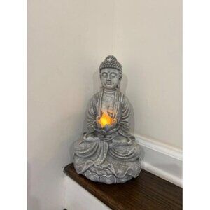 Buddha Statue for Home and Outdoor Decor Solar Powered Flickering LED Garden